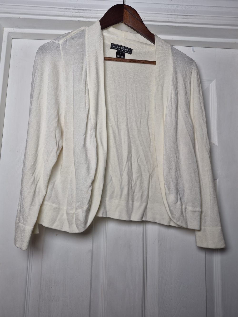 Jessica Howard Ivory Open-Front Women's Cardigan XL